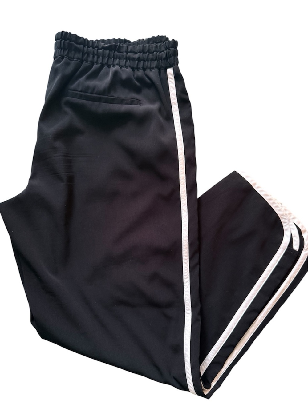 Express Black Track Pants with White Side Stripes